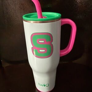 Swig Mint Green Tumbler with Pink and Green Accents 40oz